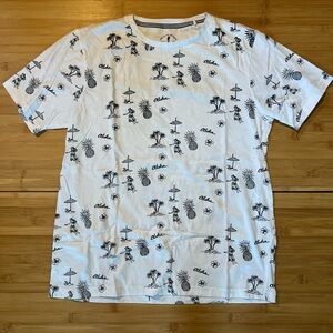 White Aloha Print Short Sleeve Crew Neck T-Shirt